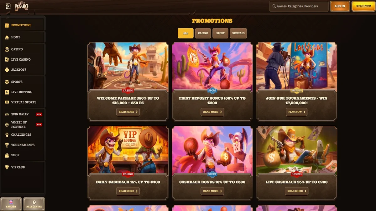 Lizaro Casino welcome bonus and promotions